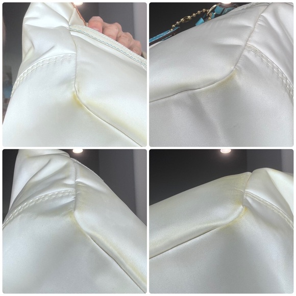 Coach Hampton Satin Mini Tote Vintage Y2K white turquoise - Picture 14 of 16